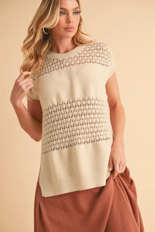 Ameena Open Stitch Mesh Tank