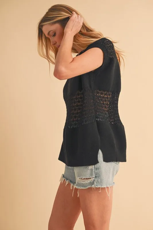 Ameena Open Stitch Mesh Tank