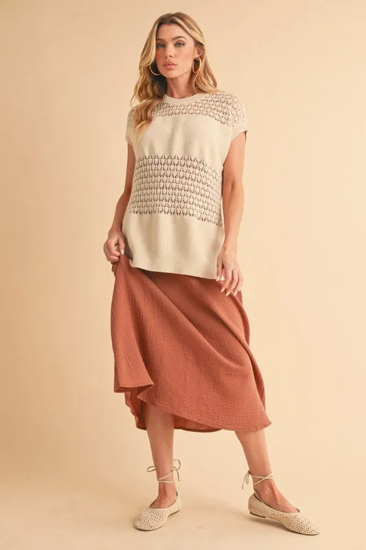 Ameena Open Stitch Mesh Tank