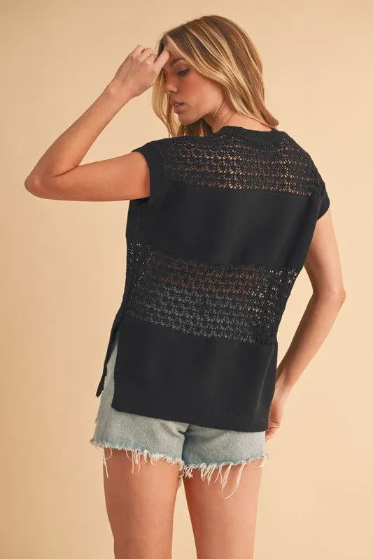 Ameena Open Stitch Mesh Tank