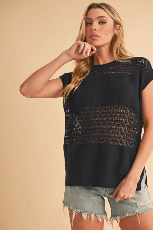 Ameena Open Stitch Mesh Tank