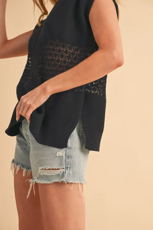 Ameena Open Stitch Mesh Tank
