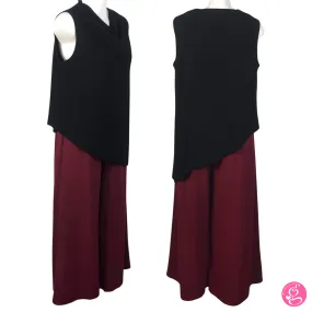 Asymmetrical Cowl Neck Blouse with Wide Leg Pants Set