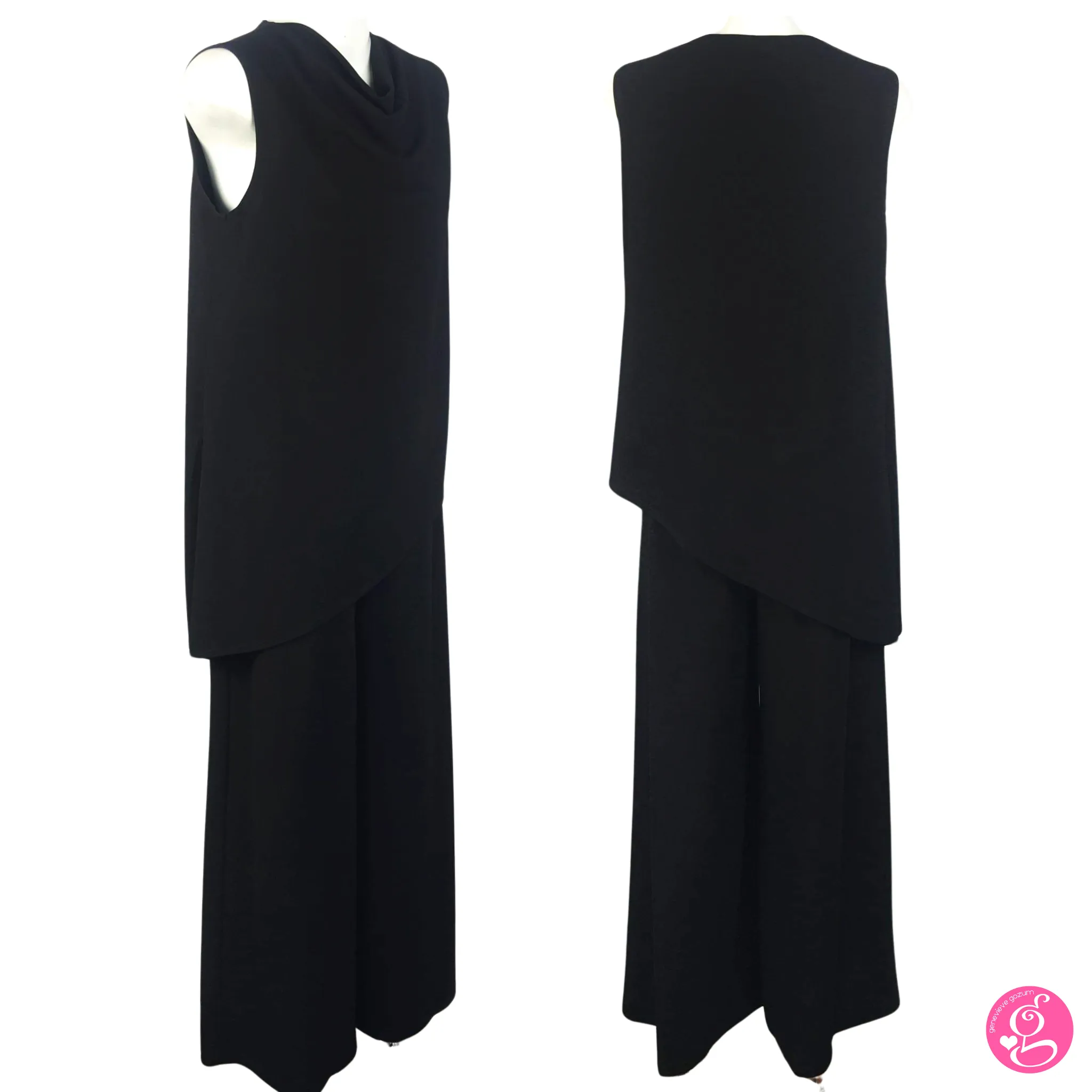 Asymmetrical Cowl Neck Blouse with Wide Leg Pants Set