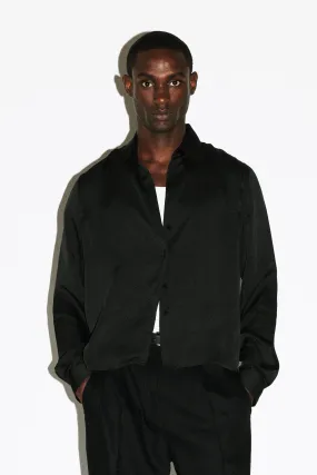 Bedford Fluid Gloss Satin Shirt  |  Black