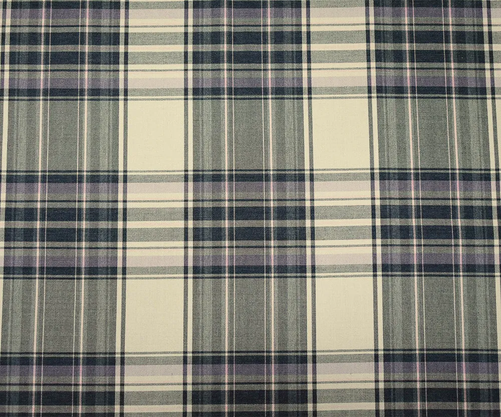 Beige-Pink-Black Polyester Wool Plaid Woven Shirting Fabric