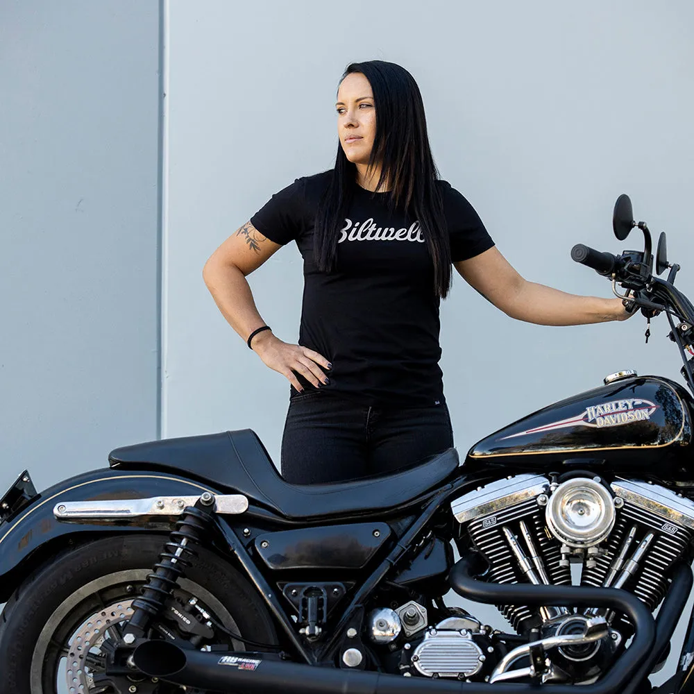 BILTWELL T-SHIRT WOMENS [SCRIPT BLACK]