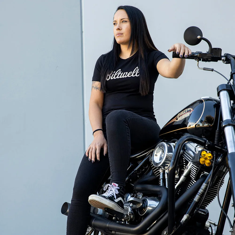 BILTWELL T-SHIRT WOMENS [SCRIPT BLACK]