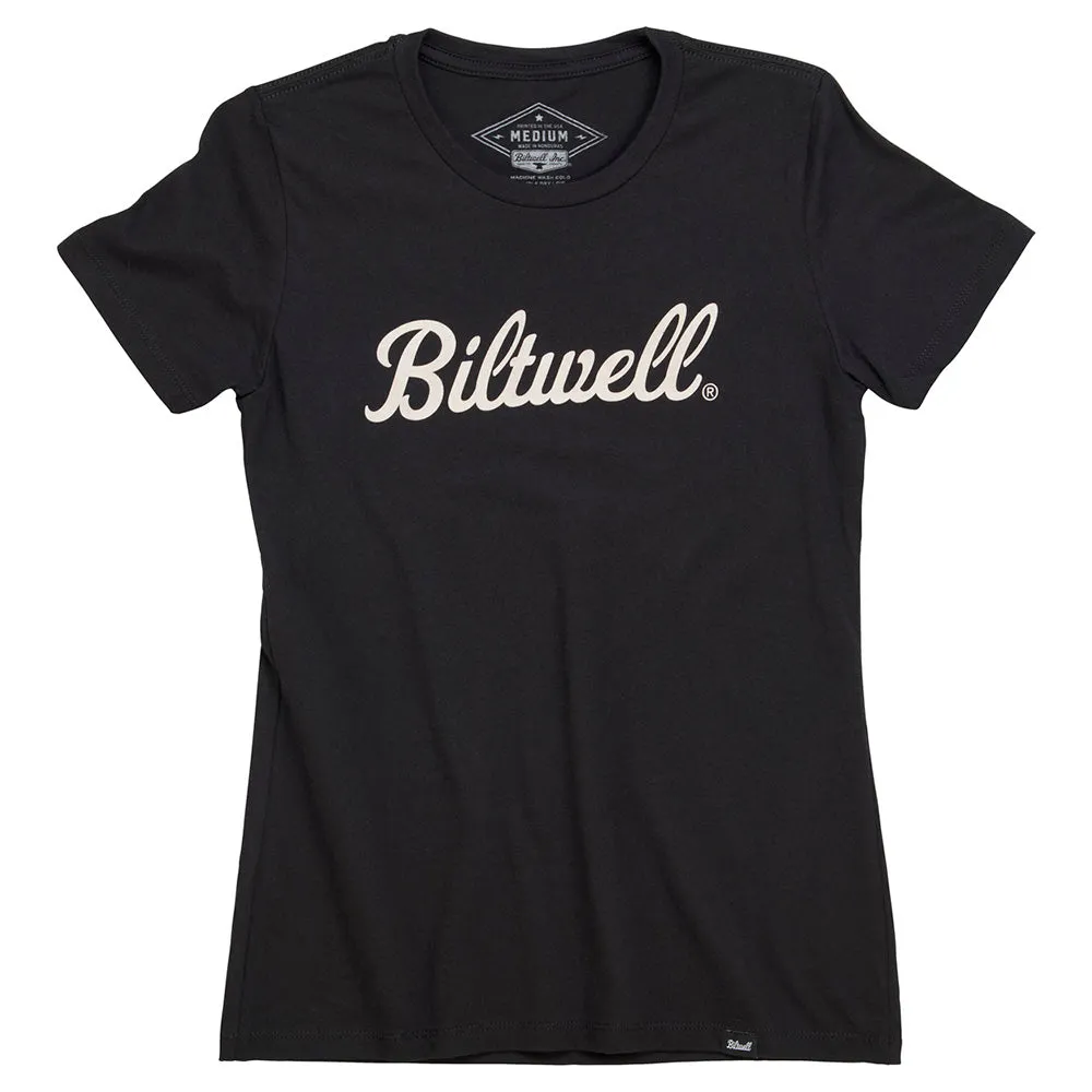 BILTWELL T-SHIRT WOMENS [SCRIPT BLACK]