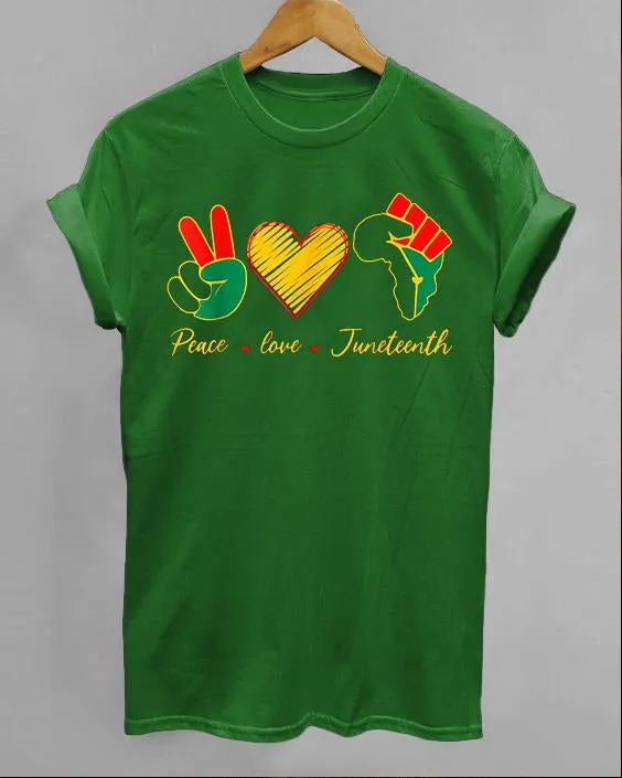 Black Juneteenth Simple Contrast Printed Round Neck T-Shirt