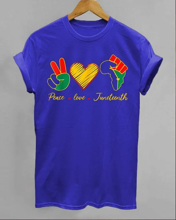 Black Juneteenth Simple Contrast Printed Round Neck T-Shirt