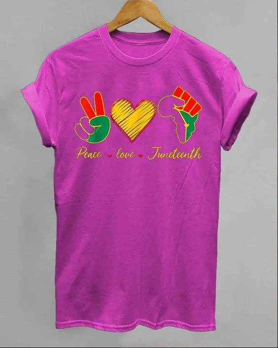Black Juneteenth Simple Contrast Printed Round Neck T-Shirt