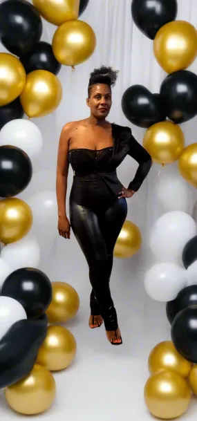 Black Tuxedo Style One-Sided Jacket