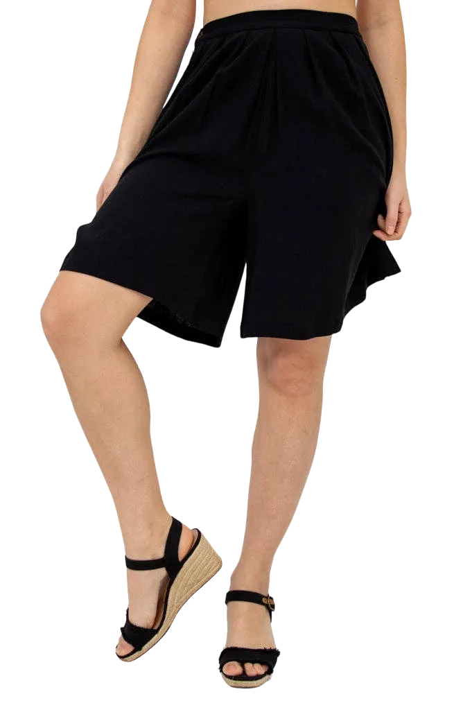 Black Velma Bamboo/Linen Shorts