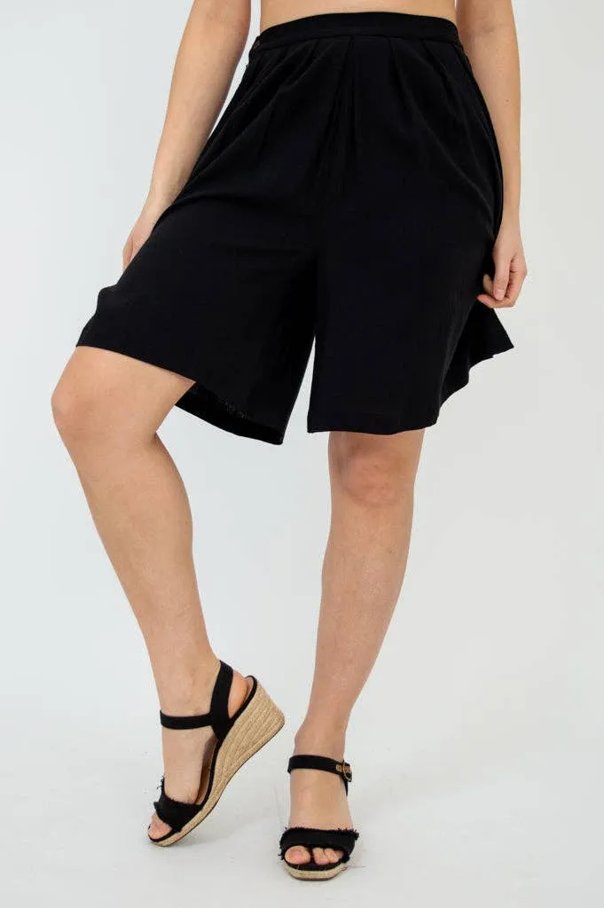 Black Velma Bamboo/Linen Shorts