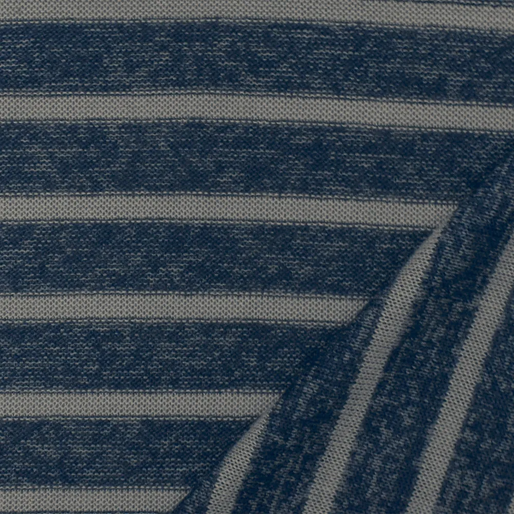 Blue-Gray Stripe Stretch Spandex Rayon Blend Jersey Knit Fabric