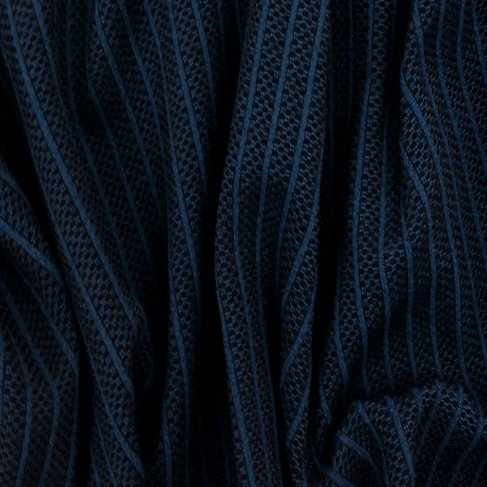 Blue-Red-Black Tribal Stripe Border Stretch Jacquard Double Knit Fabric