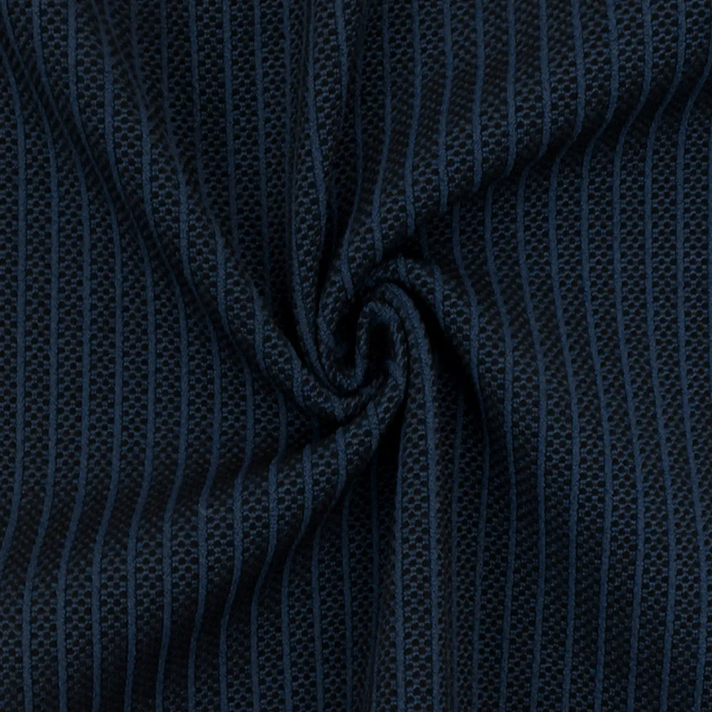 Blue-Red-Black Tribal Stripe Border Stretch Jacquard Double Knit Fabric
