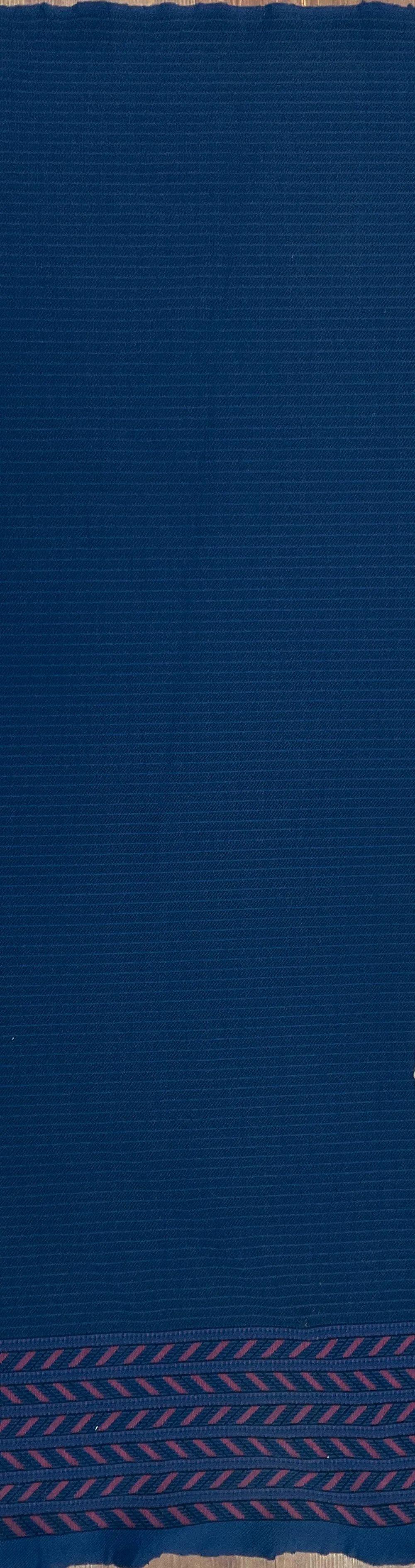 Blue-Red-Black Tribal Stripe Border Stretch Jacquard Double Knit Fabric