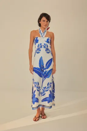 Blue Yard Off-White Sleeveless Maxi Dress