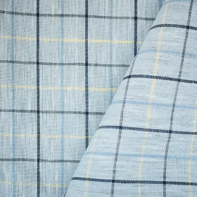 Blue-Yellow-Multi Spence Bryson Check Plaid Irish Linen Slub Woven Fabric
