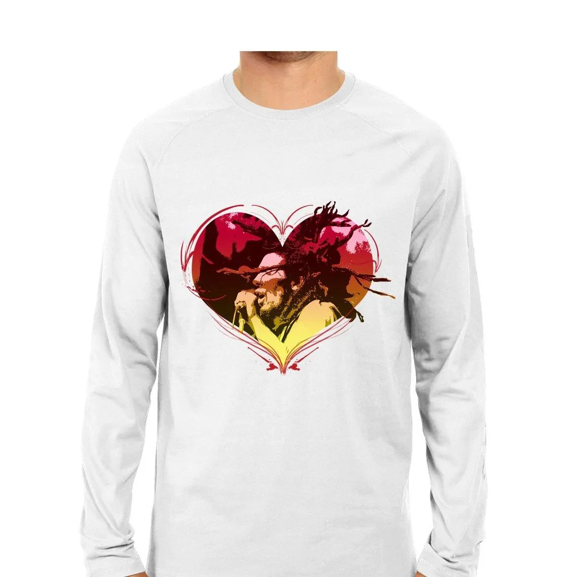 Bob Marley Music Men Round Neck Long Sleeve printed T-Shirts