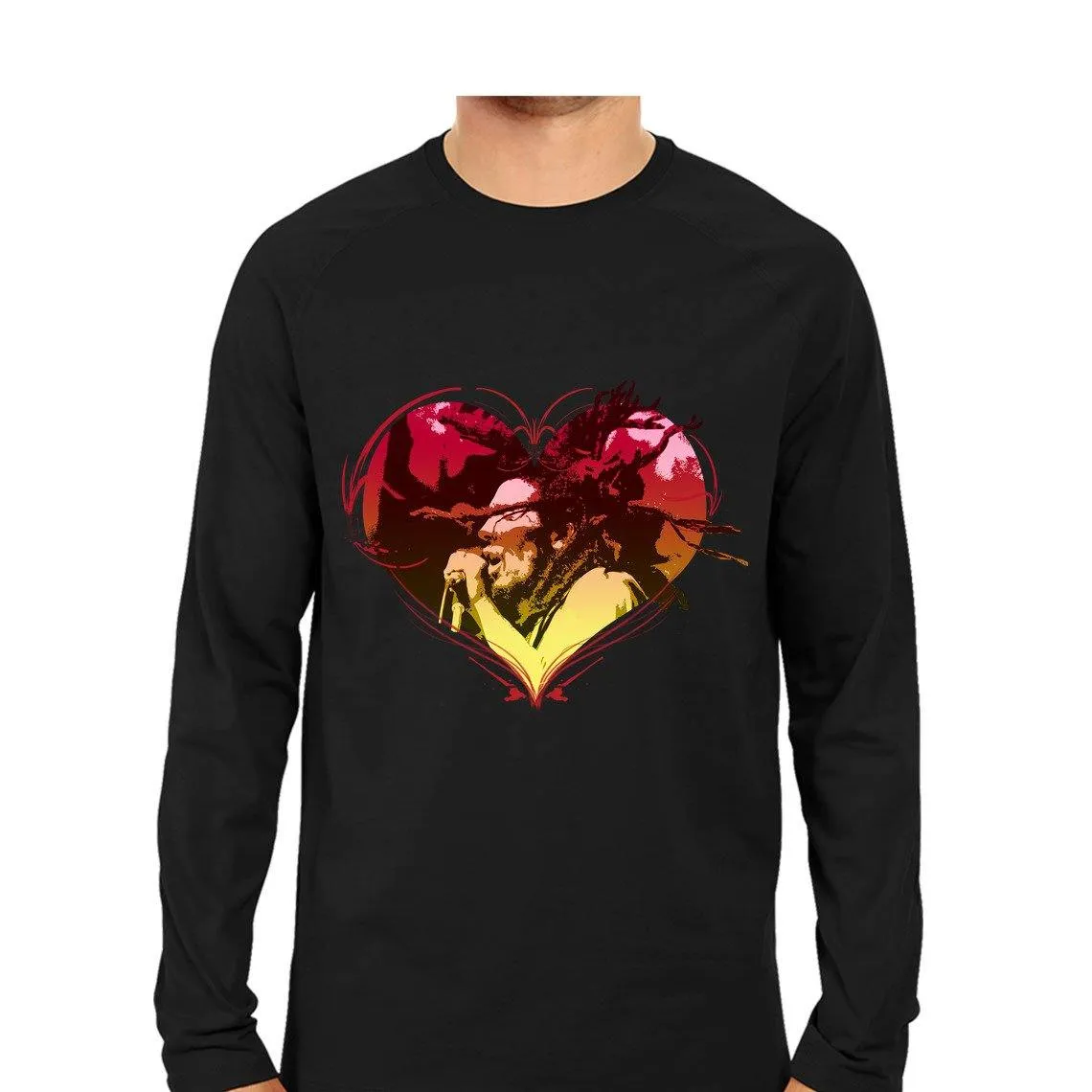 Bob Marley Music Men Round Neck Long Sleeve printed T-Shirts