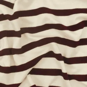 Brown-Ivory Stripe Stretch Spandex Rayon Modal Jersey Knit Fabric