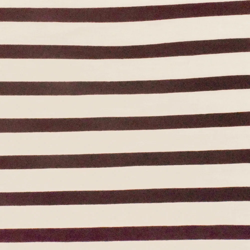 Brown-Ivory Stripe Stretch Spandex Rayon Modal Jersey Knit Fabric