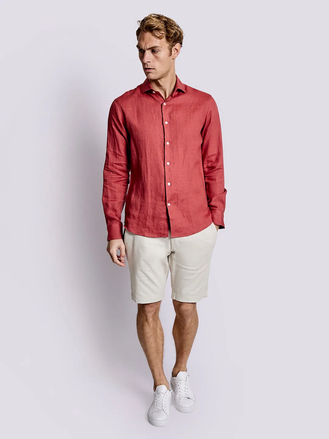Bruun & Stengade Men Rust Solid Collar Shirt