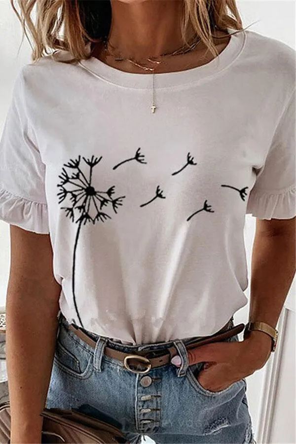 Casual Scalloped Print T-Shirt