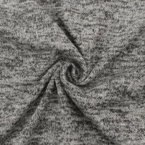 Charcoal Gray-White-Black Texture Stretch Poly Jersey Knit Fabric