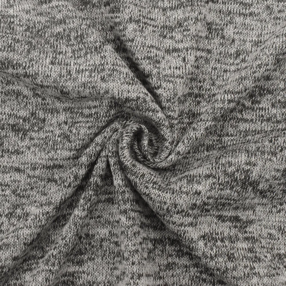 Charcoal Gray-White-Black Texture Stretch Poly Jersey Knit Fabric