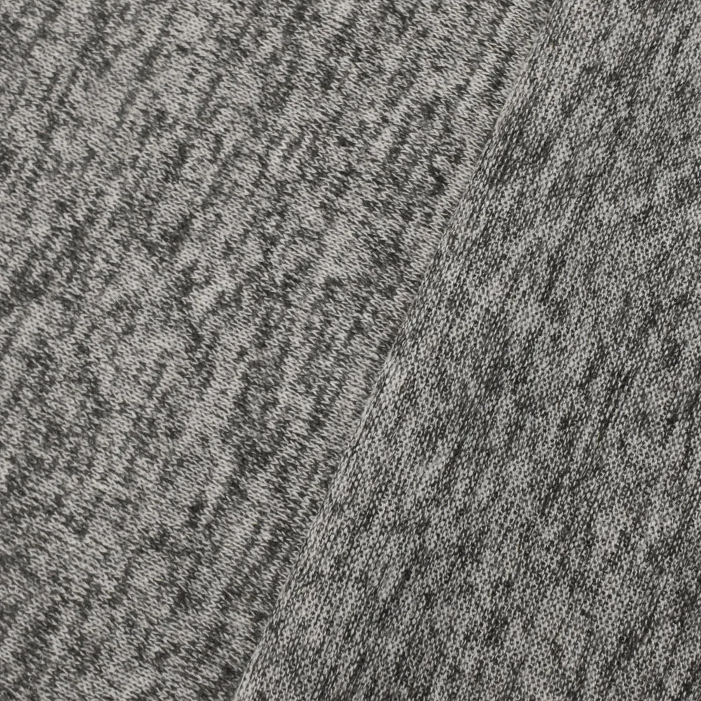 Charcoal Gray-White-Black Texture Stretch Poly Jersey Knit Fabric