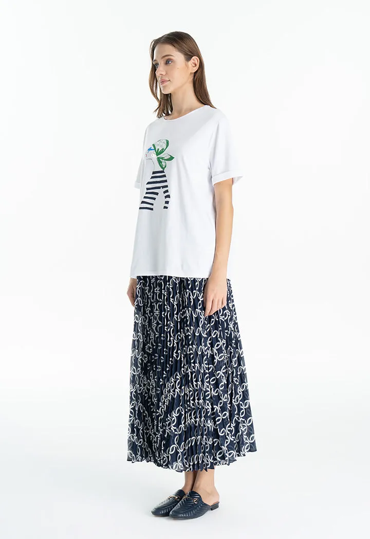 Choice Classic Lady Motif Printed T-Shirt Offwhite