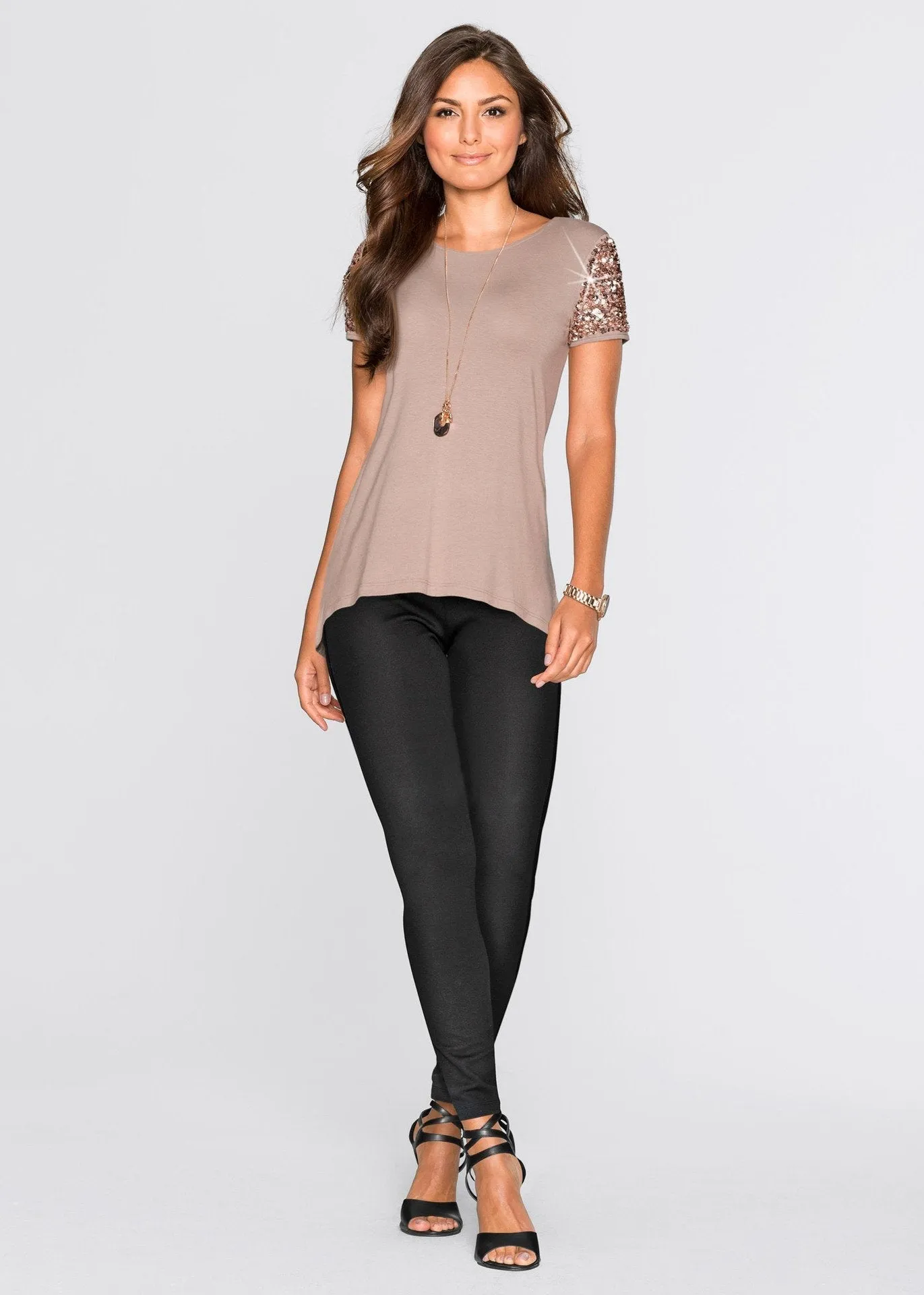 Clearence Sequins Short Sleeve Patchwork Scoop Irregular T-shirt