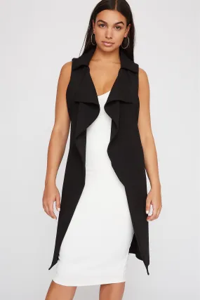 Crepe Self Belted Waterfall Vest