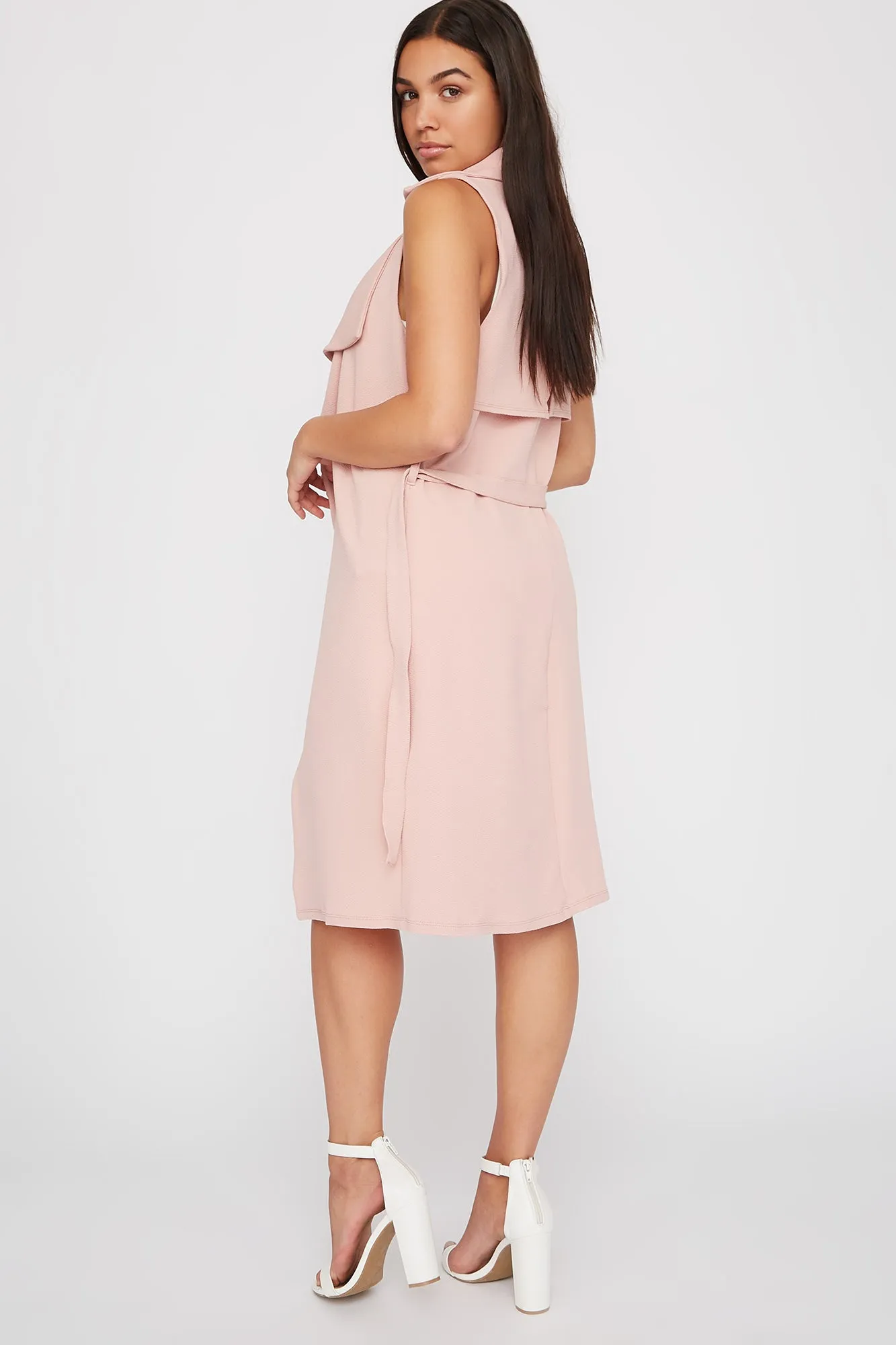 Crepe Self Belted Waterfall Vest