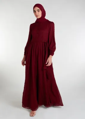 Crinkled Chiffon Maxi Burgundy