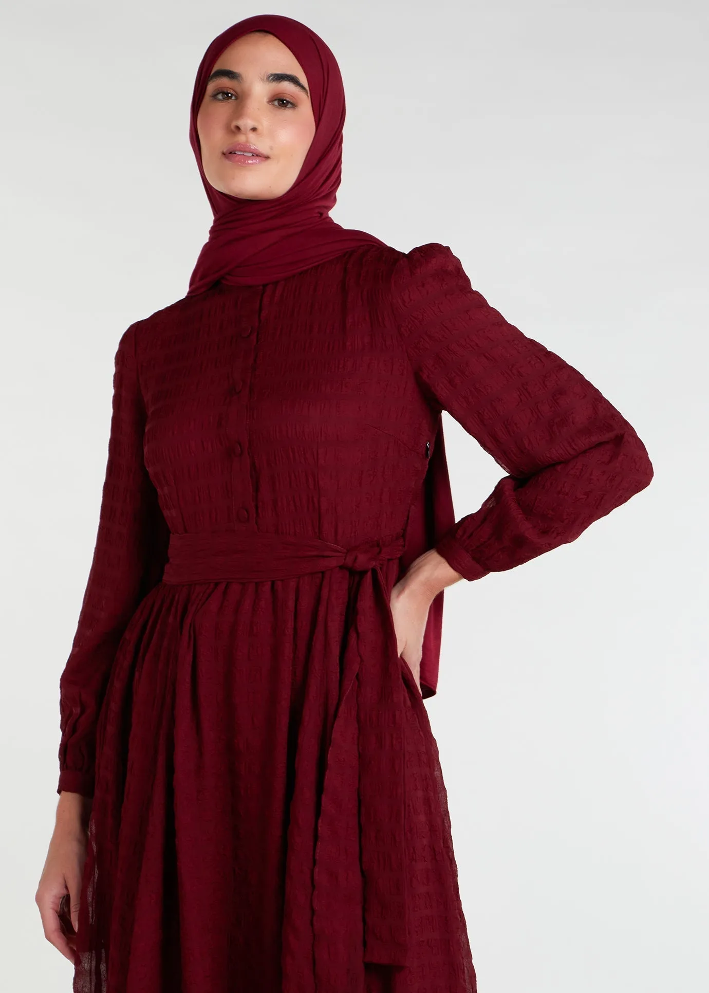 Crinkled Chiffon Maxi Burgundy