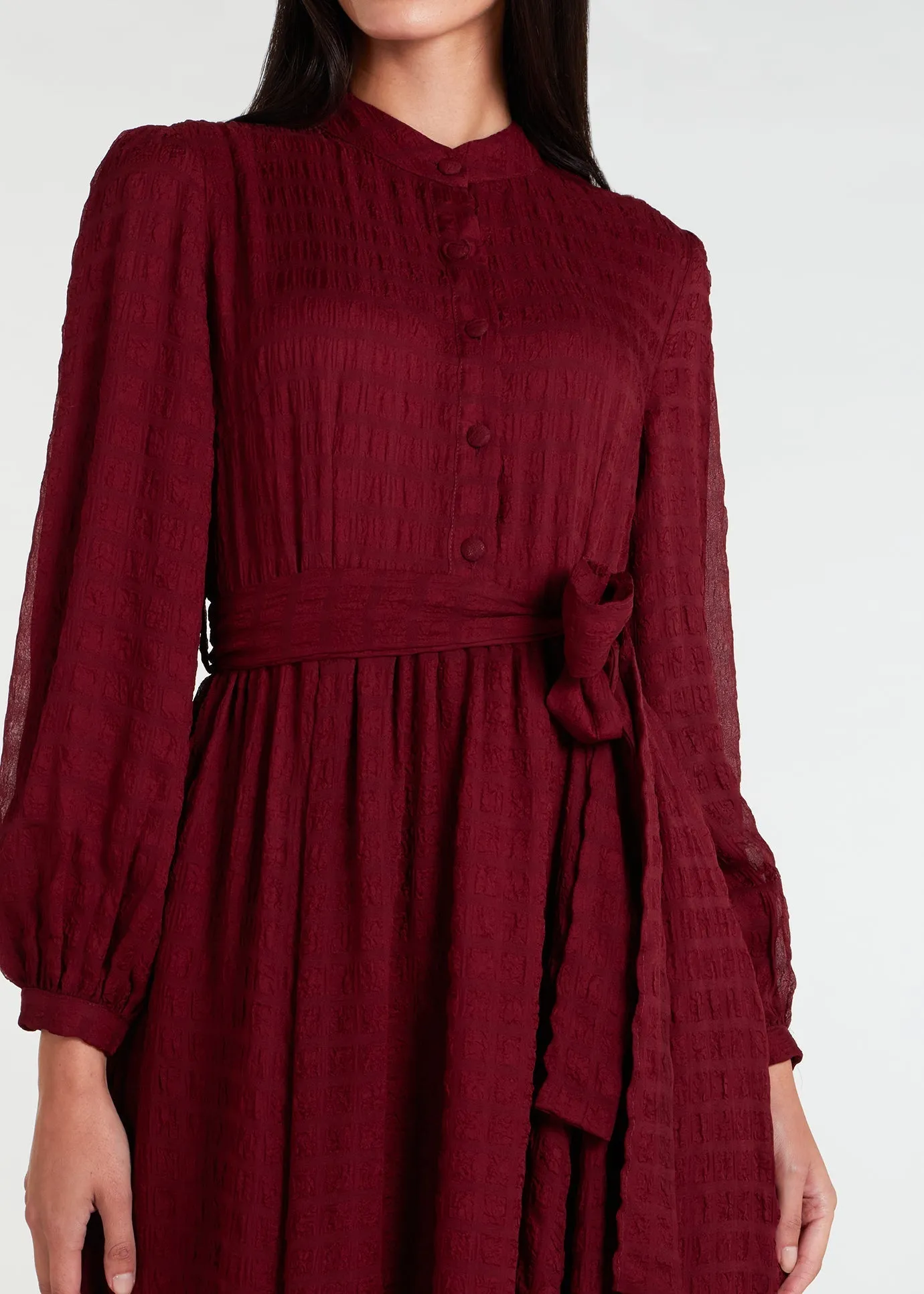 Crinkled Chiffon Maxi Burgundy