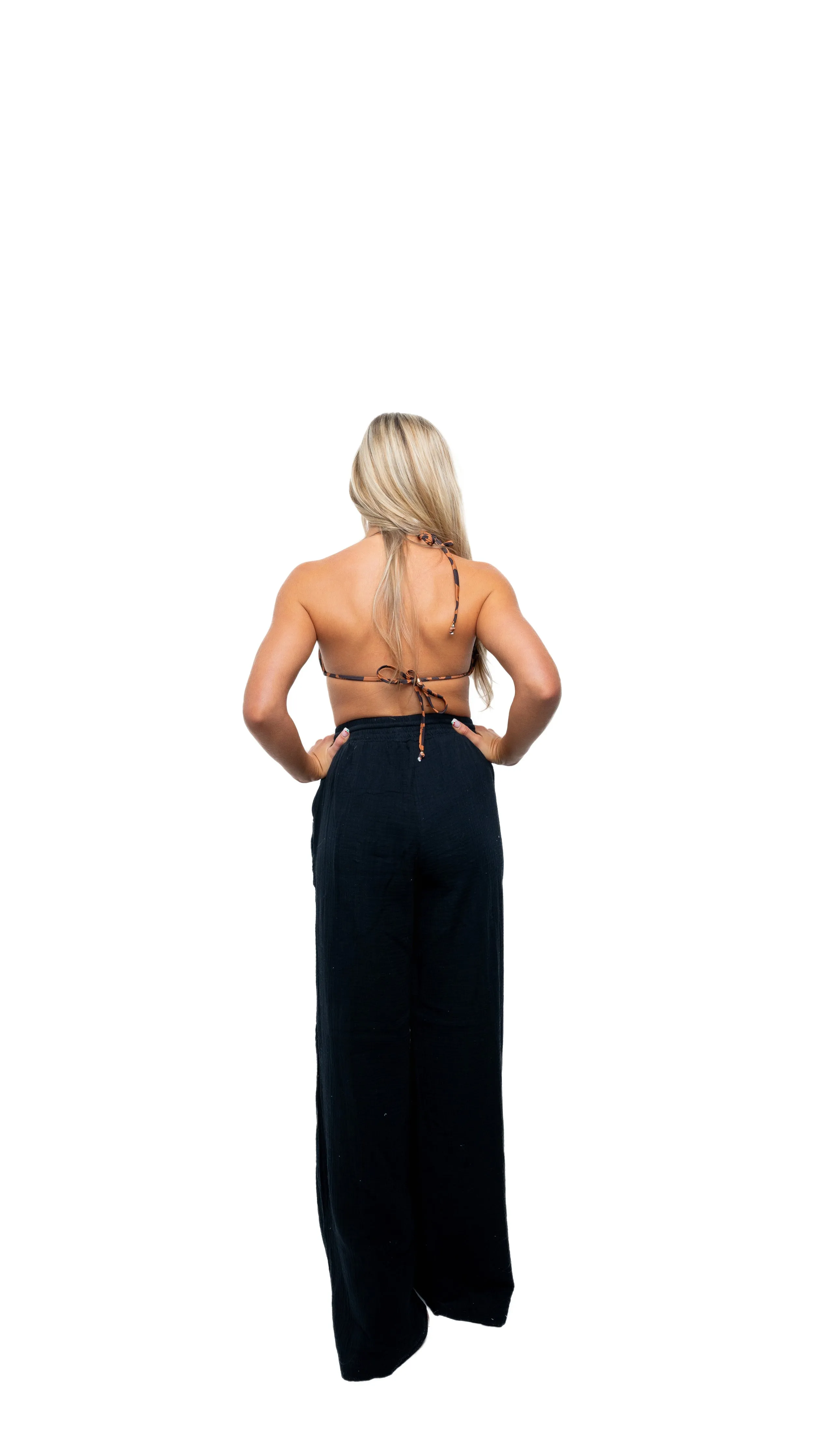 Elastic Waist Gauze Pant With Side Pockets