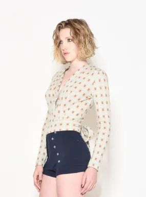 EON PARIS Quilted Wrap Top