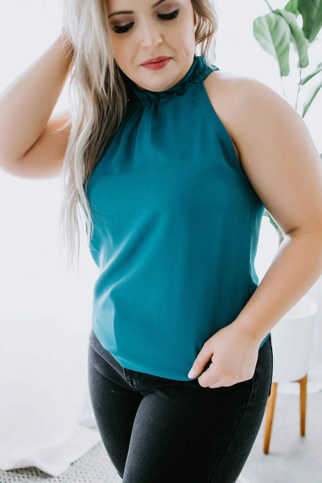 Evie Ruffle Neck Halter Top