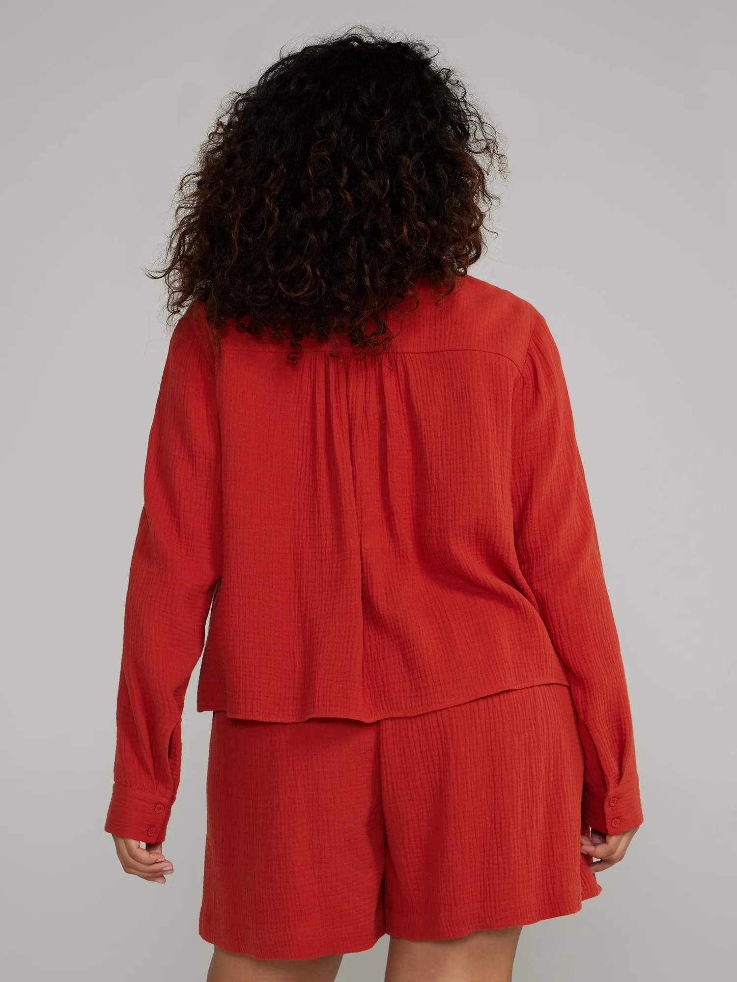 Fashion To Figure - Cropped Length Button-Down Shirt
