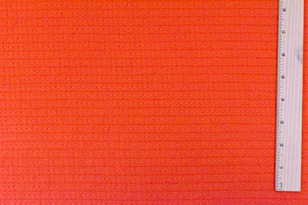 Fire Orange Stripe Texture Stretch Jersey Knit Fabric