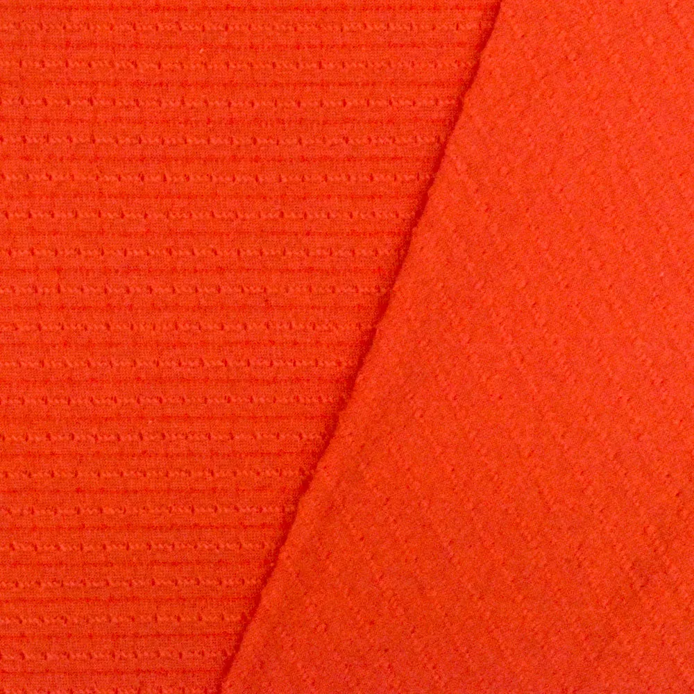 Fire Orange Stripe Texture Stretch Jersey Knit Fabric