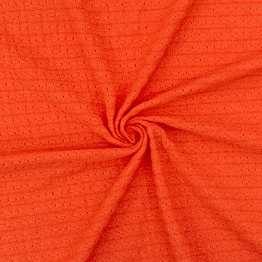 Fire Orange Stripe Texture Stretch Jersey Knit Fabric