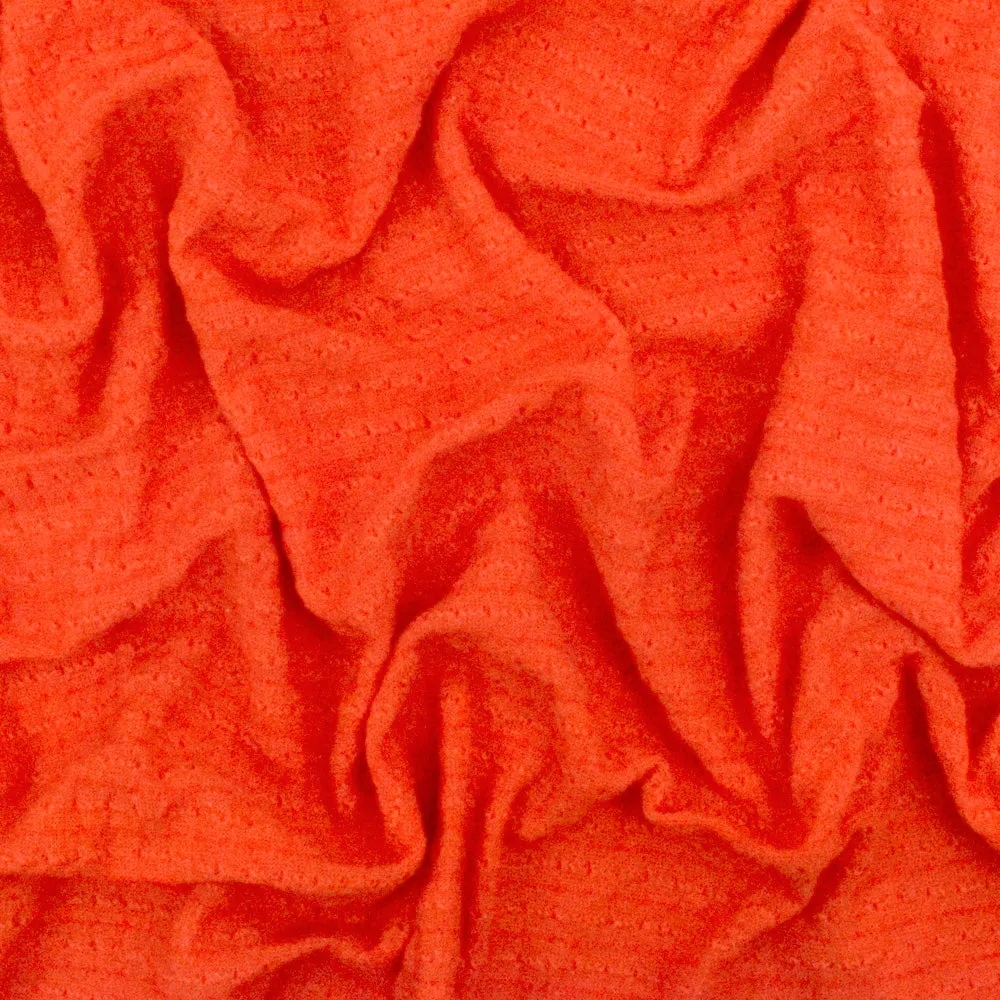 Fire Orange Stripe Texture Stretch Jersey Knit Fabric