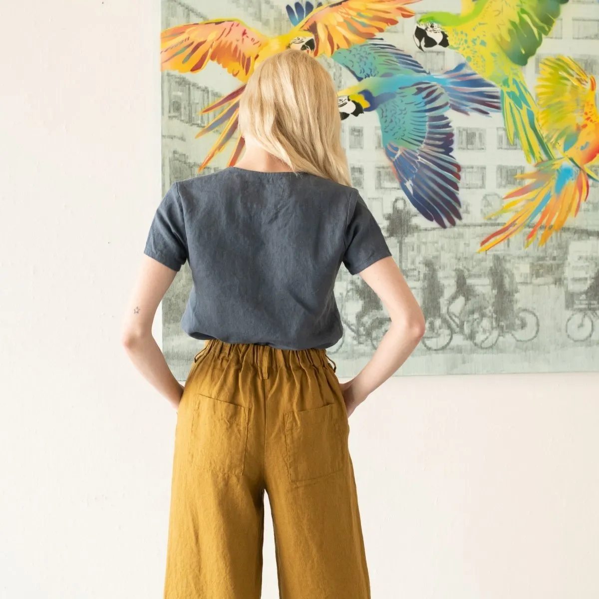 GETTY front snaps linen top